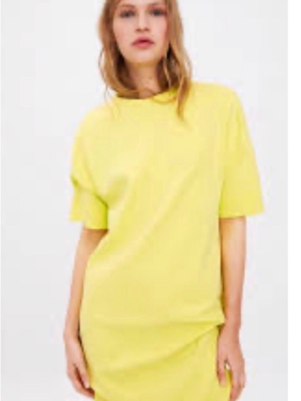 Zara Lemon Yellow Crewneck Short Sleeve T-Shirt Dress